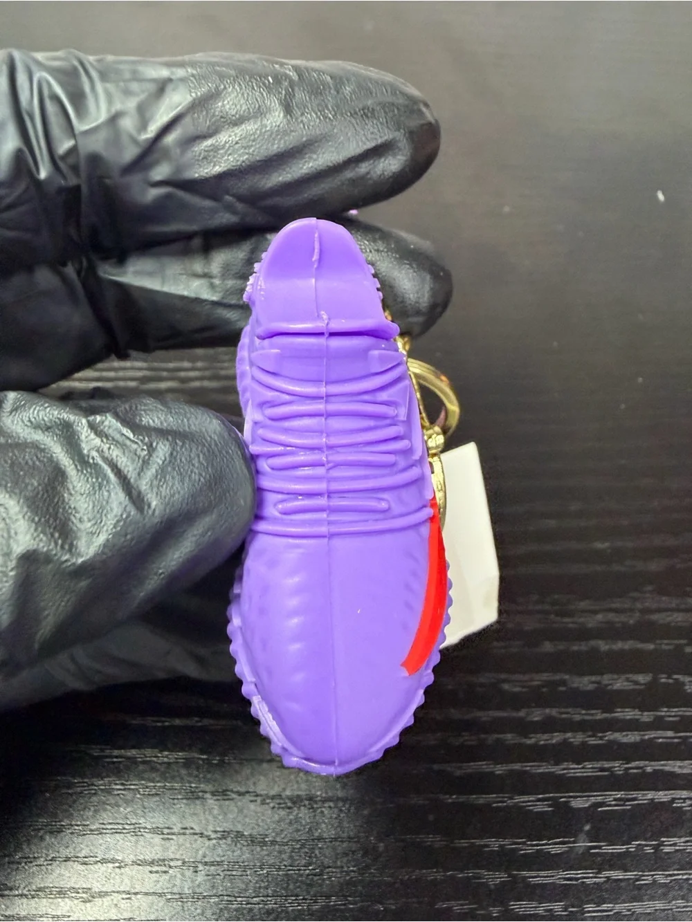 Purple Sneaker Keychain with Red Stripe